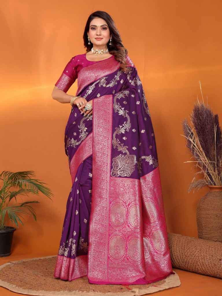 PURE SOFT BANARASI SILK WEAVING BORDER SAREE AT WHOLESALE PRICE