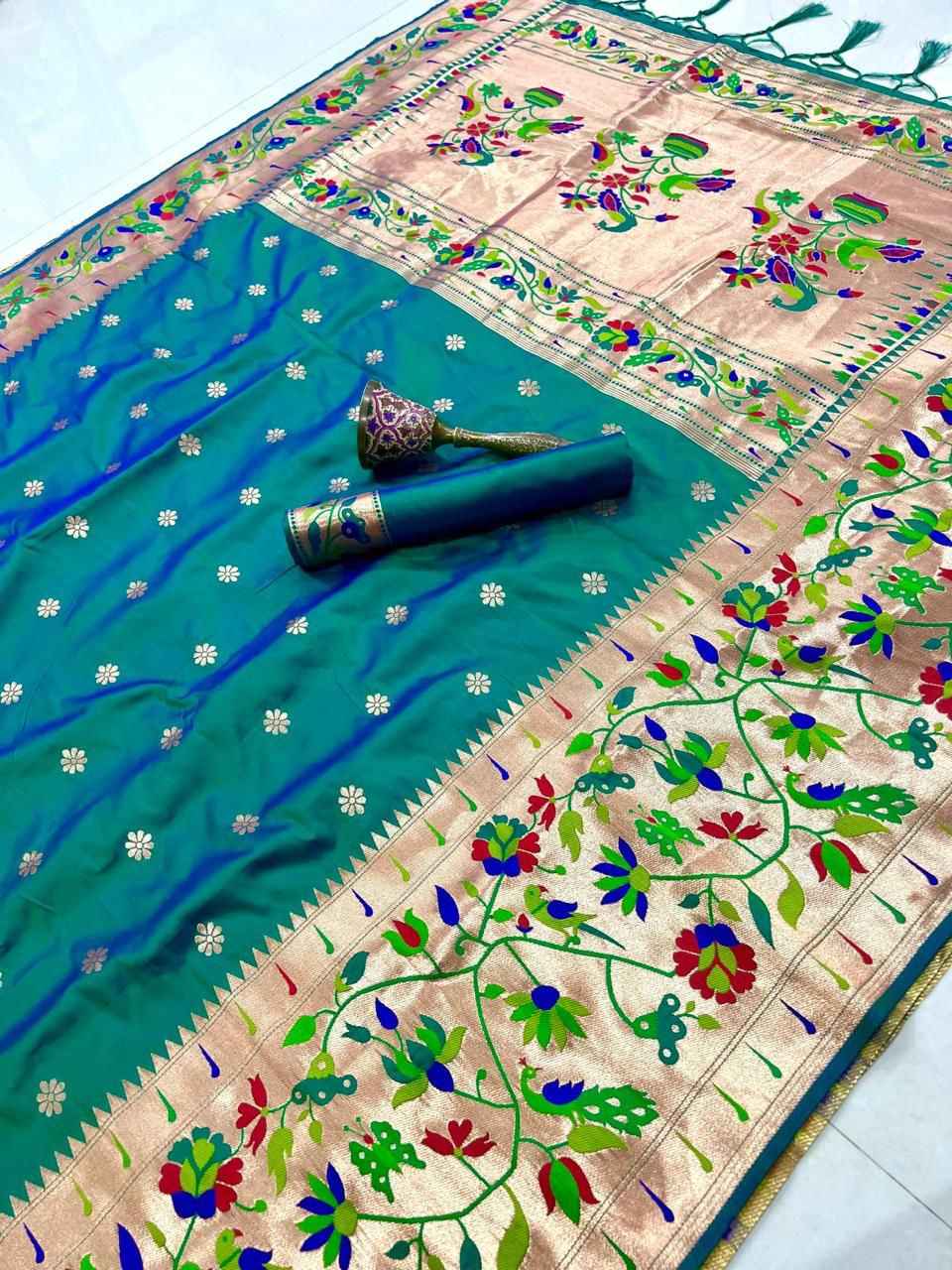 PURE SOFT KANCHIVRAM PETHANI MINAKARI BORDER SILK SAREE AT WHOLESALE PRICE