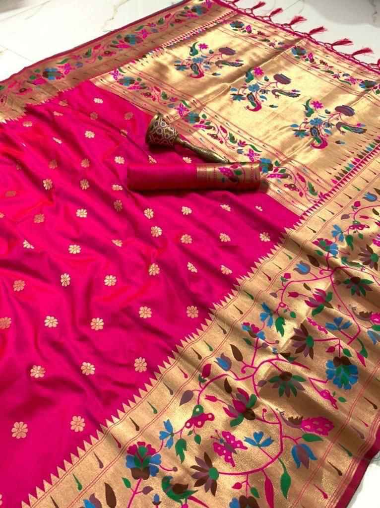 PURE SOFT KANCHIVRAM PETHANI MINAKARI BORDER SILK SAREE AT WHOLESALE PRICE