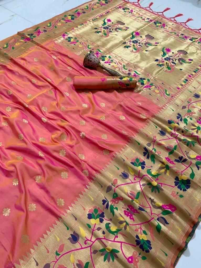 PURE SOFT KANCHIVRAM PETHANI MINAKARI BORDER SILK SAREE AT WHOLESALE PRICE