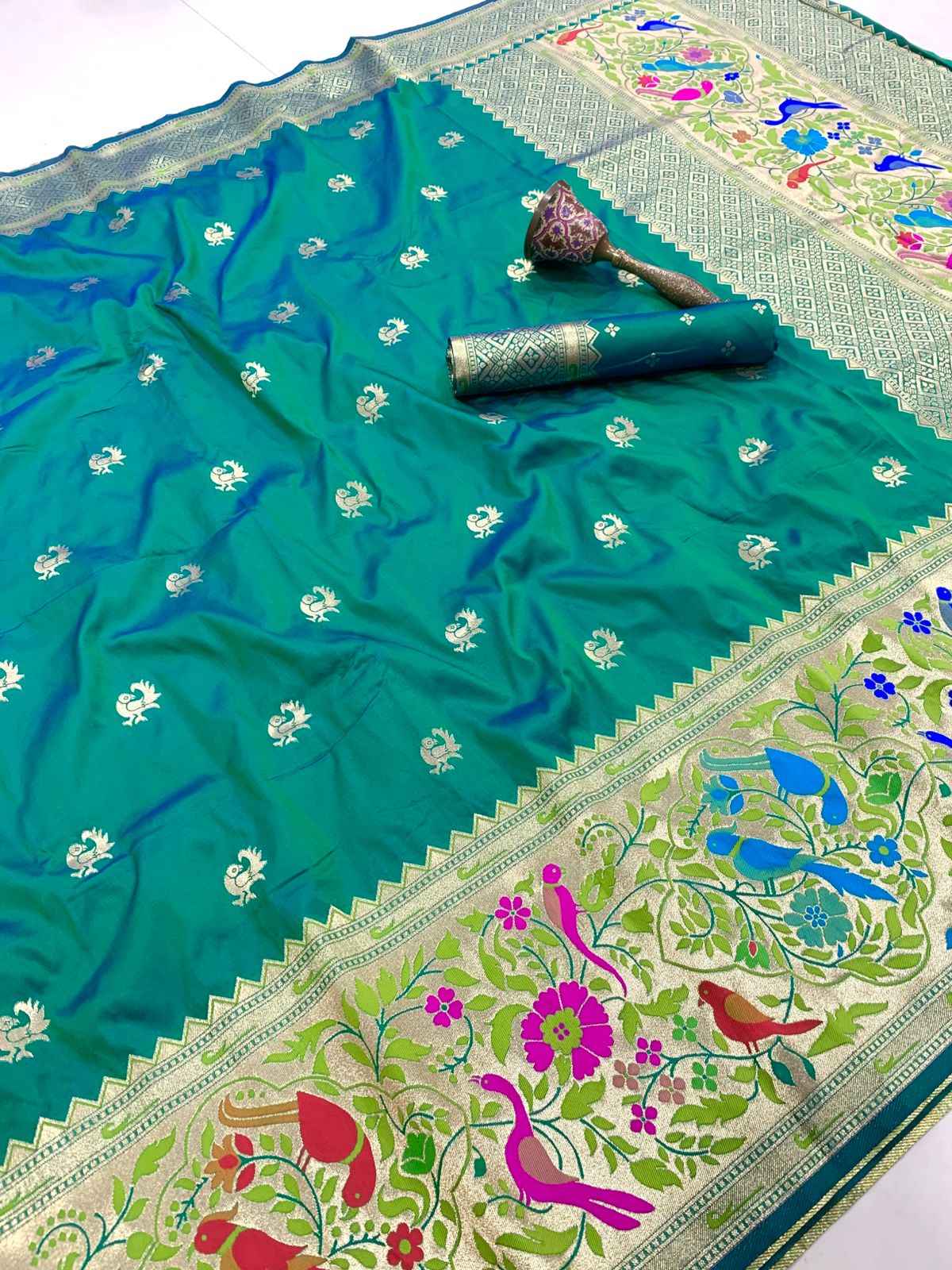 PURE SOFT KANCHIVRAM PETHANI SILK BIG BODER SAREE AT WHOLESALE PRICE