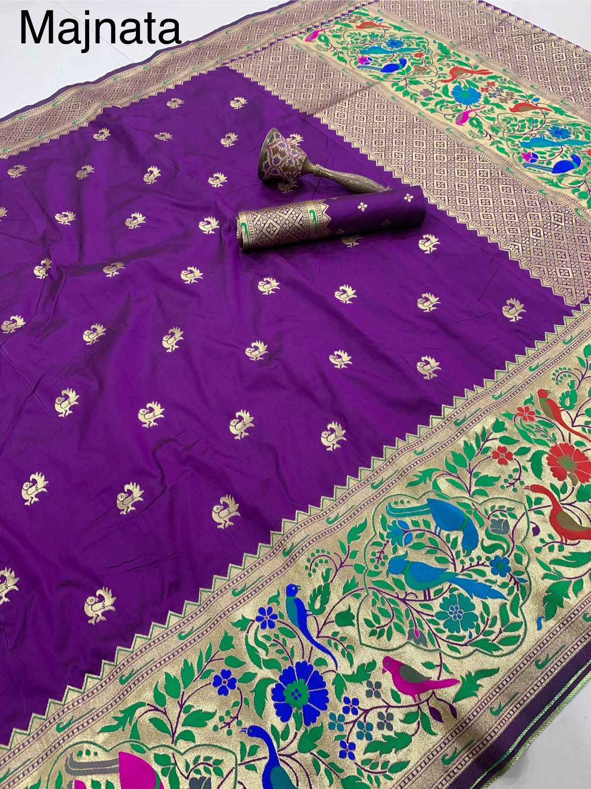 PURE SOFT KANCHIVRAM PETHANI SILK BIG BODER SAREE AT WHOLESALE PRICE