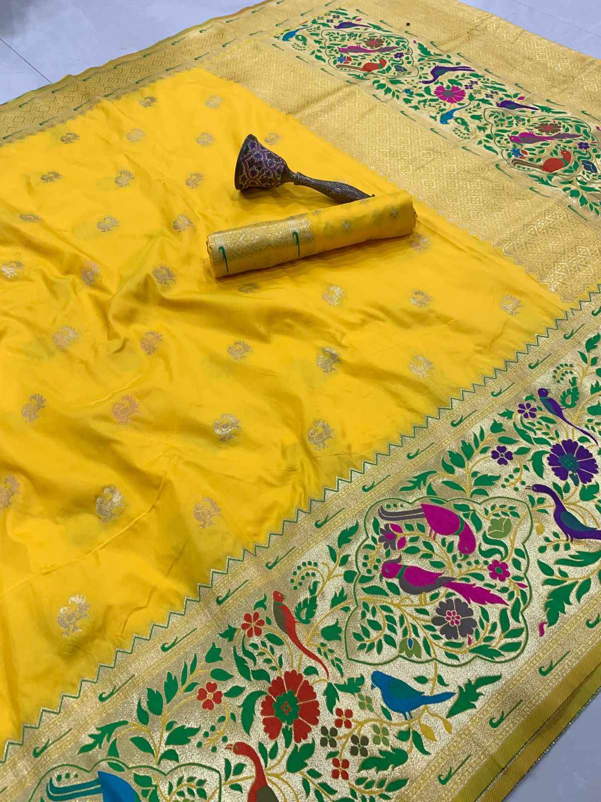 PURE SOFT KANCHIVRAM PETHANI SILK BIG BODER SAREE AT WHOLESALE PRICE