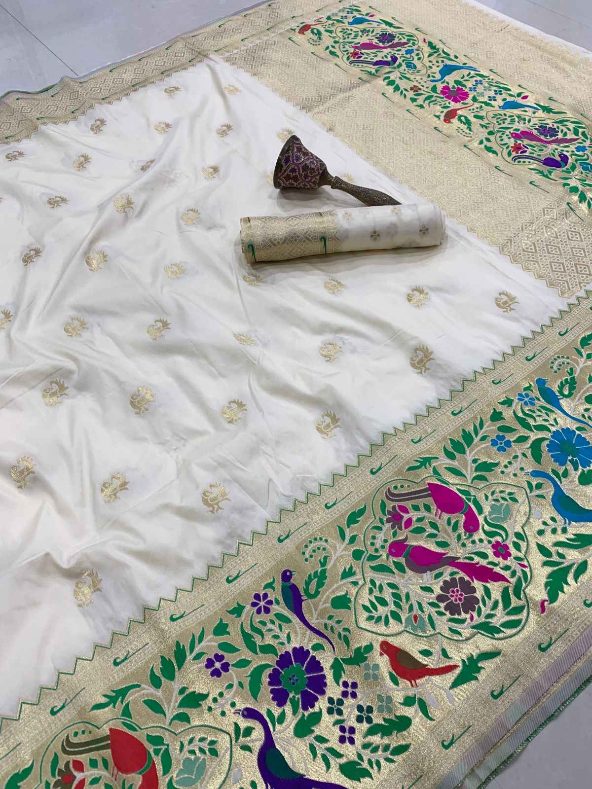 PURE SOFT KANCHIVRAM PETHANI SILK BIG BODER SAREE AT WHOLESALE PRICE