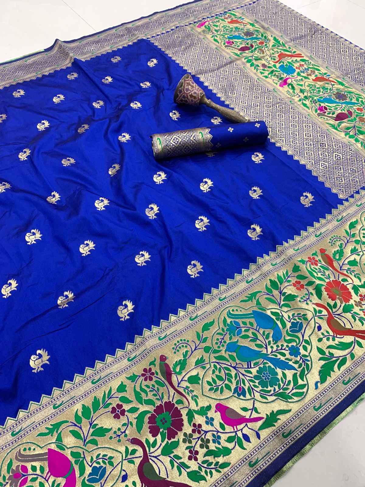 PURE SOFT KANCHIVRAM PETHANI SILK BIG BODER SAREE AT WHOLESALE PRICE