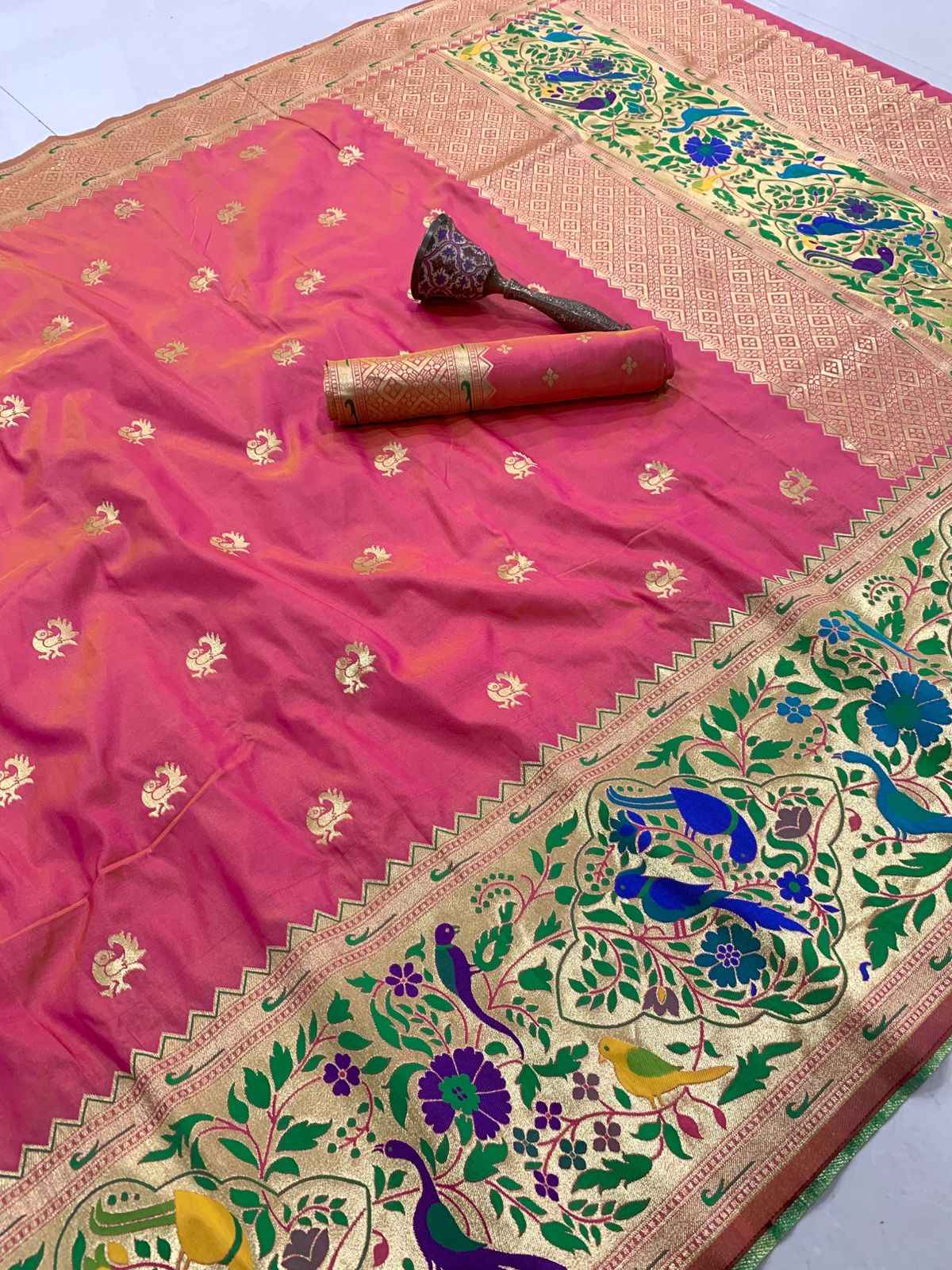 PURE SOFT KANCHIVRAM PETHANI SILK BIG BODER SAREE AT WHOLESALE PRICE