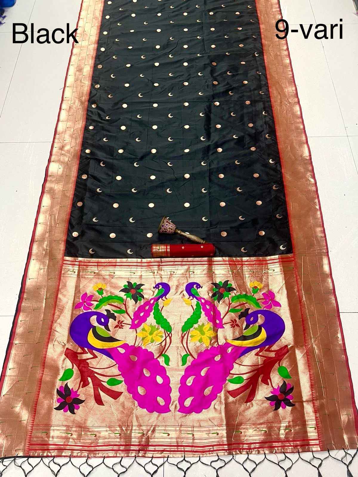 PURE SOFT KANCHIVRAM PETHANI SILK MINAKARI MUNIYA BODER 9 YARD SAREE AT WHOLESALE PRICE