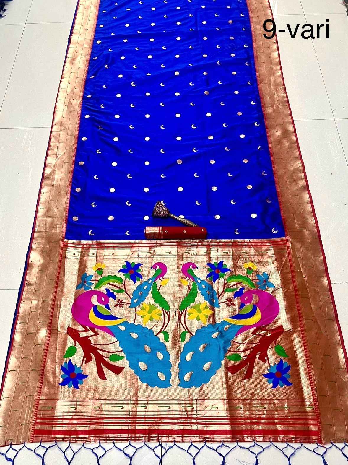 PURE SOFT KANCHIVRAM PETHANI SILK MINAKARI MUNIYA BODER 9 YARD SAREE AT WHOLESALE PRICE
