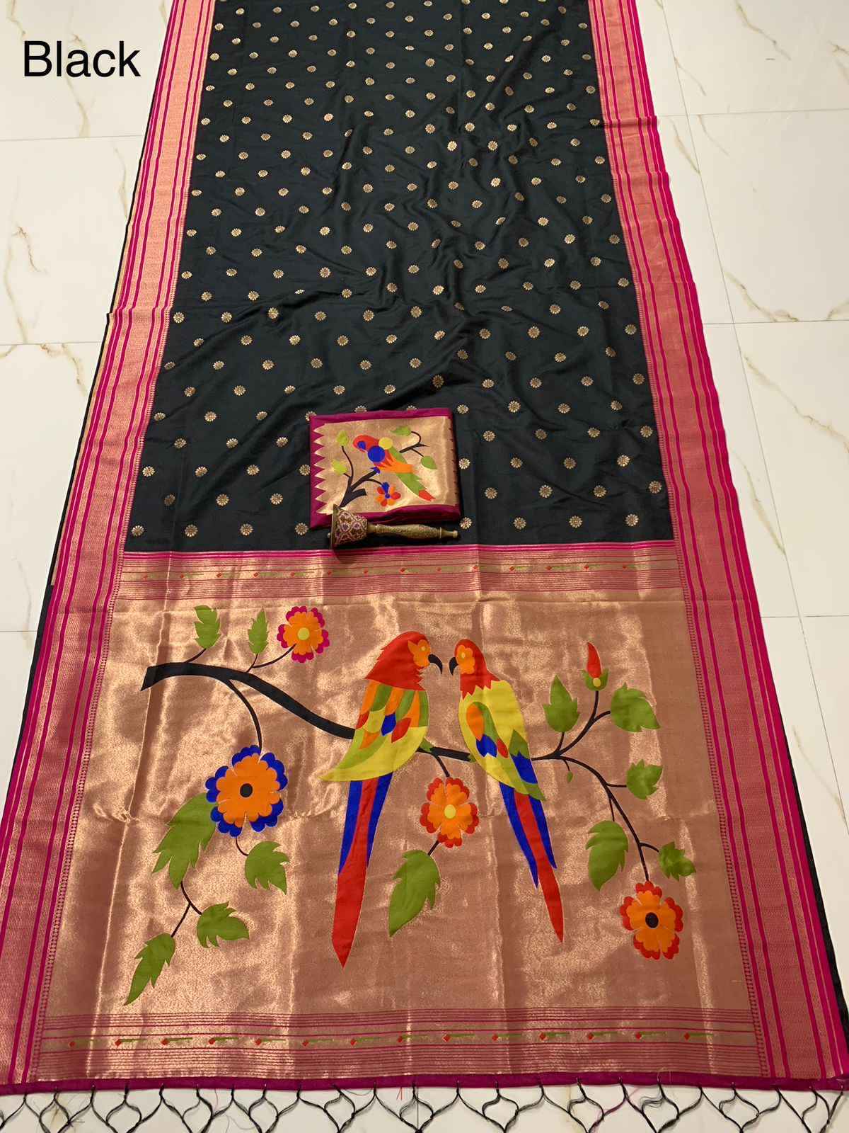PURE SOFT KANCHIVRAM PETHANI SILK ZARI WEVING CONTRAST BODER SAREE AT WHOLESALE PRICE