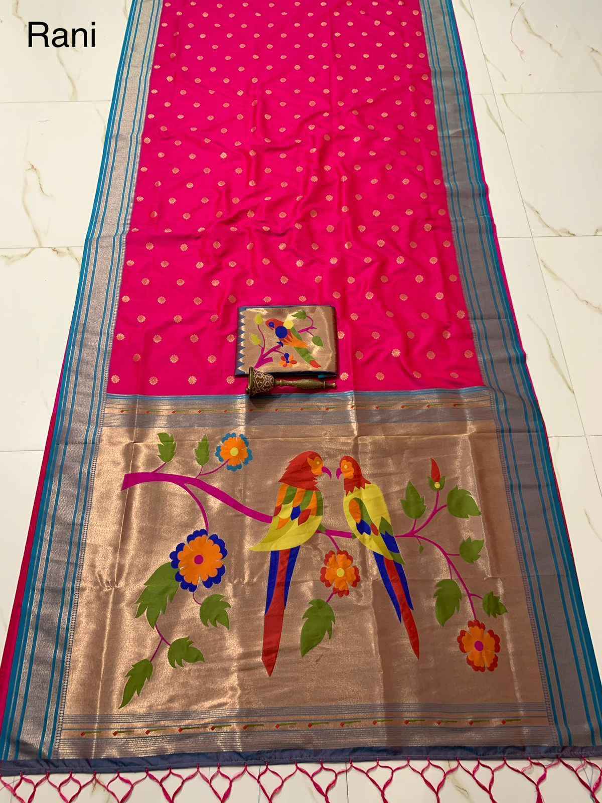 PURE SOFT KANCHIVRAM PETHANI SILK ZARI WEVING CONTRAST BODER SAREE AT WHOLESALE PRICE