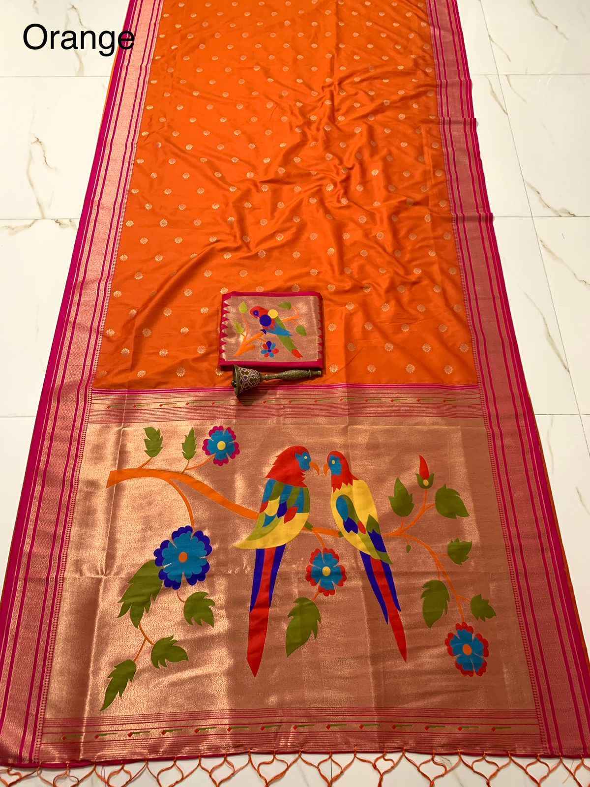 PURE SOFT KANCHIVRAM PETHANI SILK ZARI WEVING CONTRAST BODER SAREE AT WHOLESALE PRICE