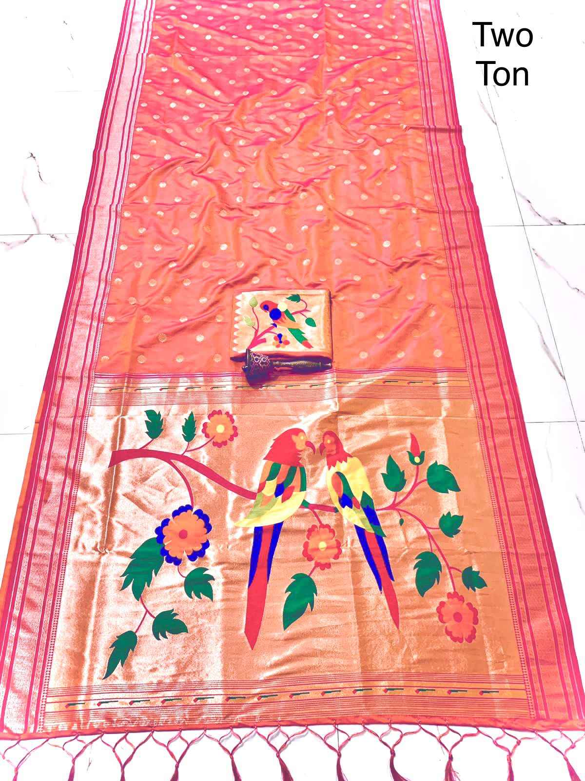 PURE SOFT KANCHIVRAM PETHANI SILK ZARI WEVING CONTRAST BODER SAREE AT WHOLESALE PRICE