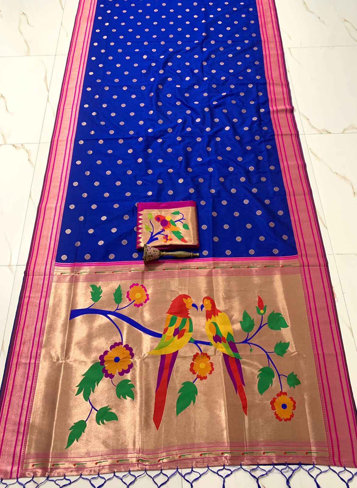 PURE SOFT KANCHIVRAM PETHANI SILK ZARI WEVING CONTRAST BODER SAREE AT WHOLESALE PRICE