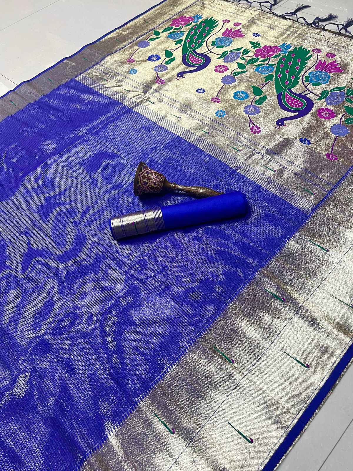 PURE SOFT KANCHIVRAM TISSUE PAITHANI SILK MUNIYA BODER SAREE AT WHOLESALE PRICE
