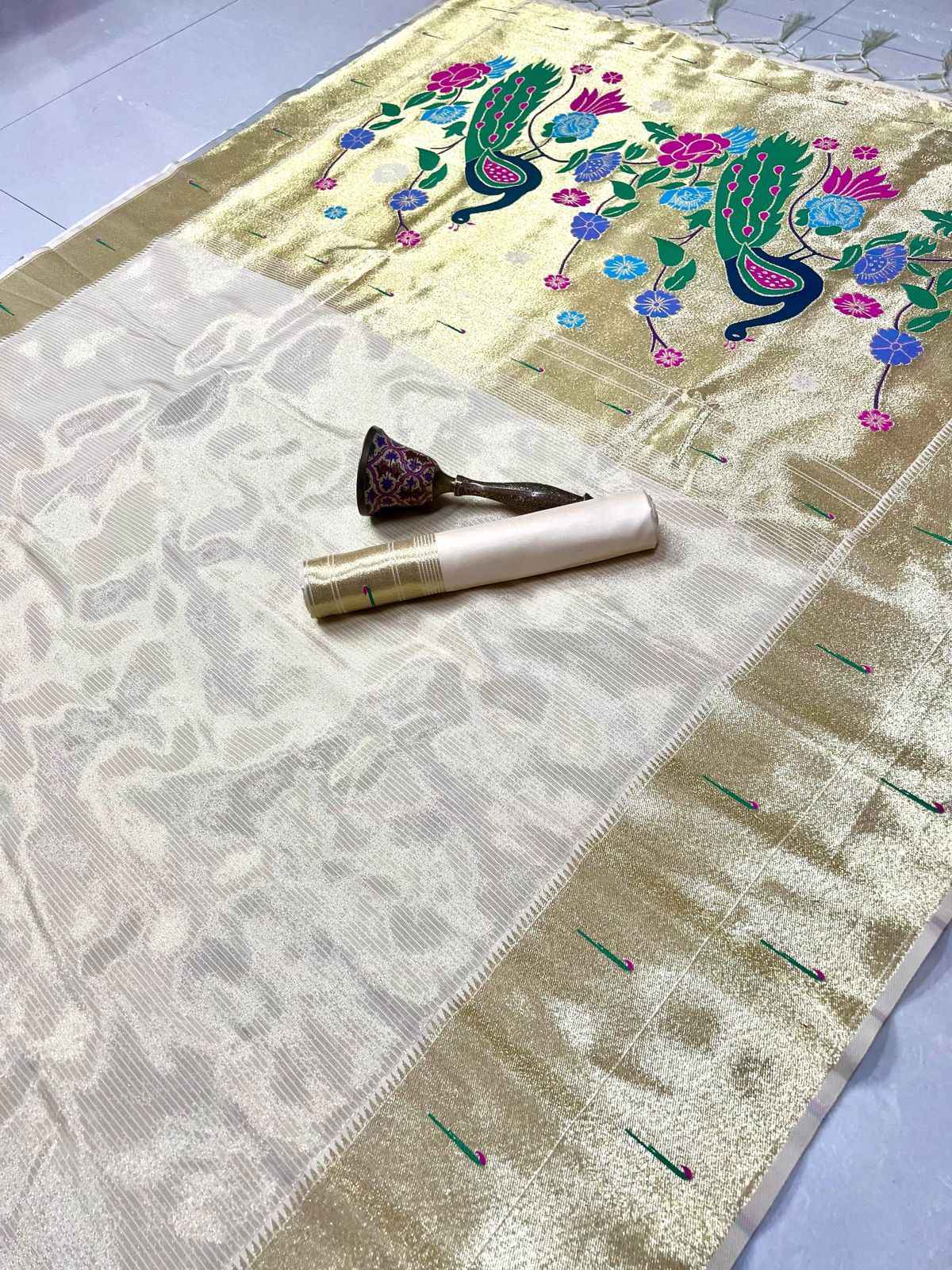 PURE SOFT KANCHIVRAM TISSUE PAITHANI SILK MUNIYA BODER SAREE AT WHOLESALE PRICE