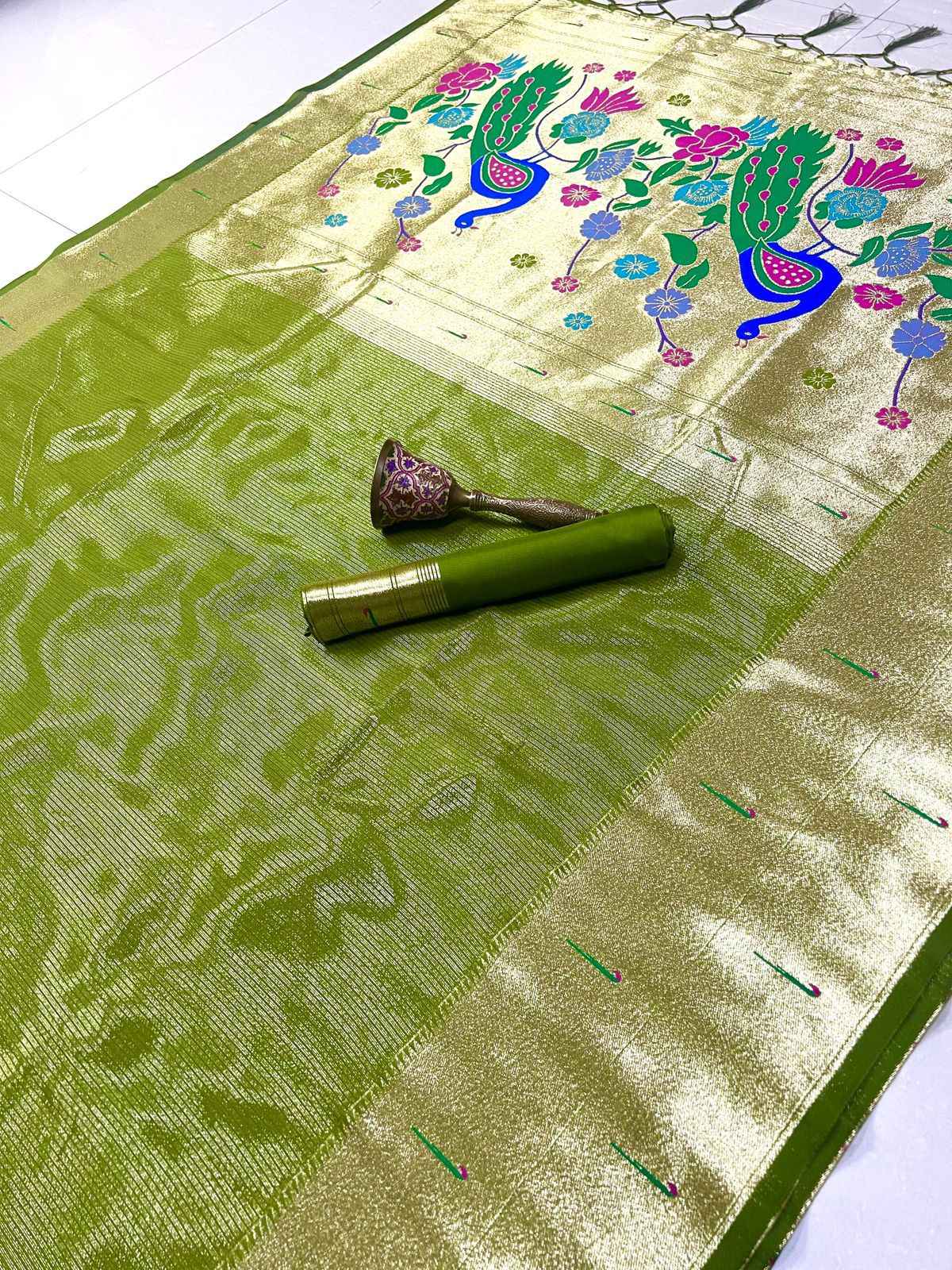 PURE SOFT KANCHIVRAM TISSUE PAITHANI SILK MUNIYA BODER SAREE AT WHOLESALE PRICE