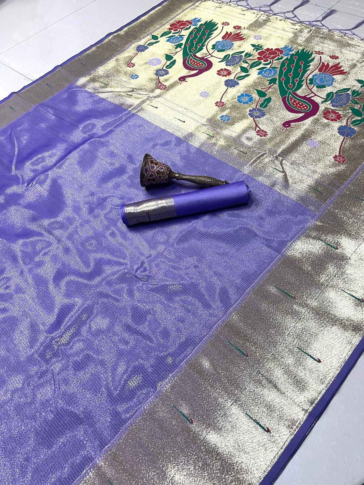 PURE SOFT KANCHIVRAM TISSUE PAITHANI SILK MUNIYA BODER SAREE AT WHOLESALE PRICE
