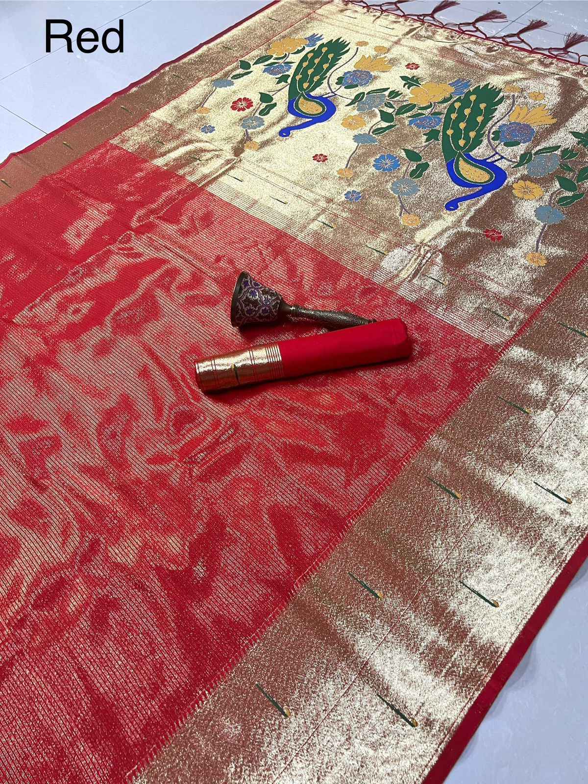 PURE SOFT KANCHIVRAM TISSUE PAITHANI SILK MUNIYA BODER SAREE AT WHOLESALE PRICE