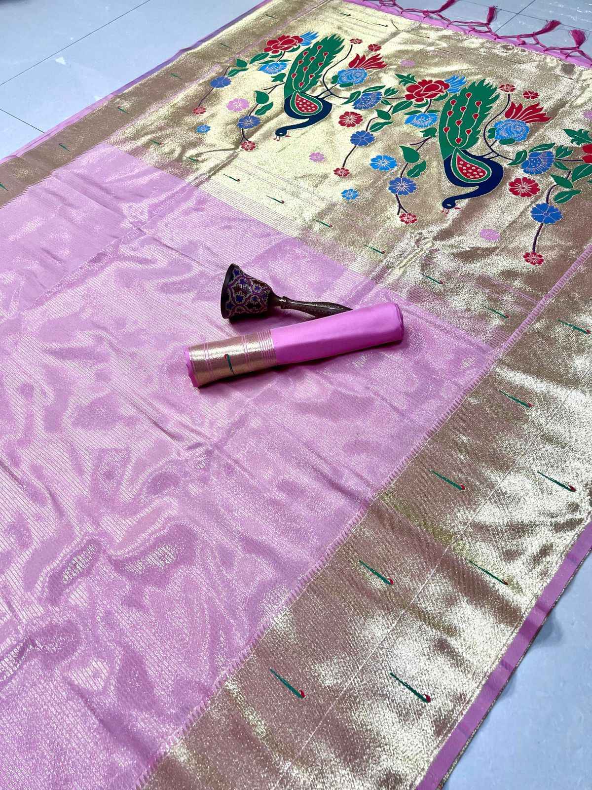 PURE SOFT KANCHIVRAM TISSUE PAITHANI SILK MUNIYA BODER SAREE AT WHOLESALE PRICE