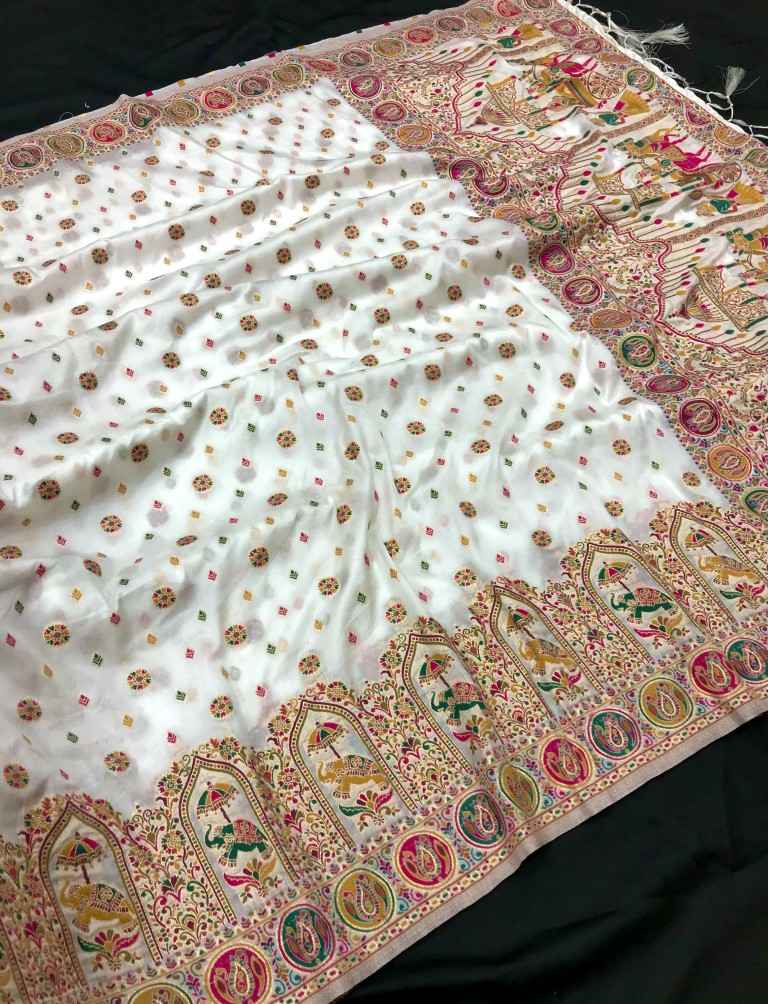 PURE & SOFT RAJWADI PASHMINA SILK WEAVING SAREE AT WHOLESALE PRICE