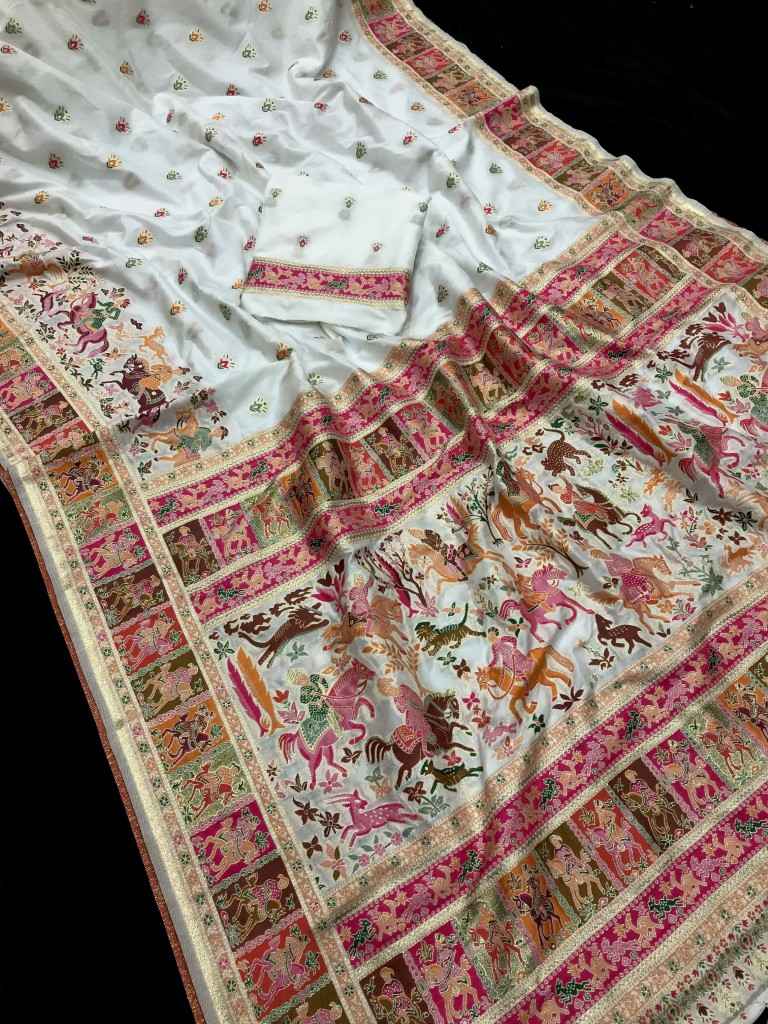 PURE & SOFT RAJWADI PASHMINA SILK WEAVING SAREE AT WHOLESALE PRICE