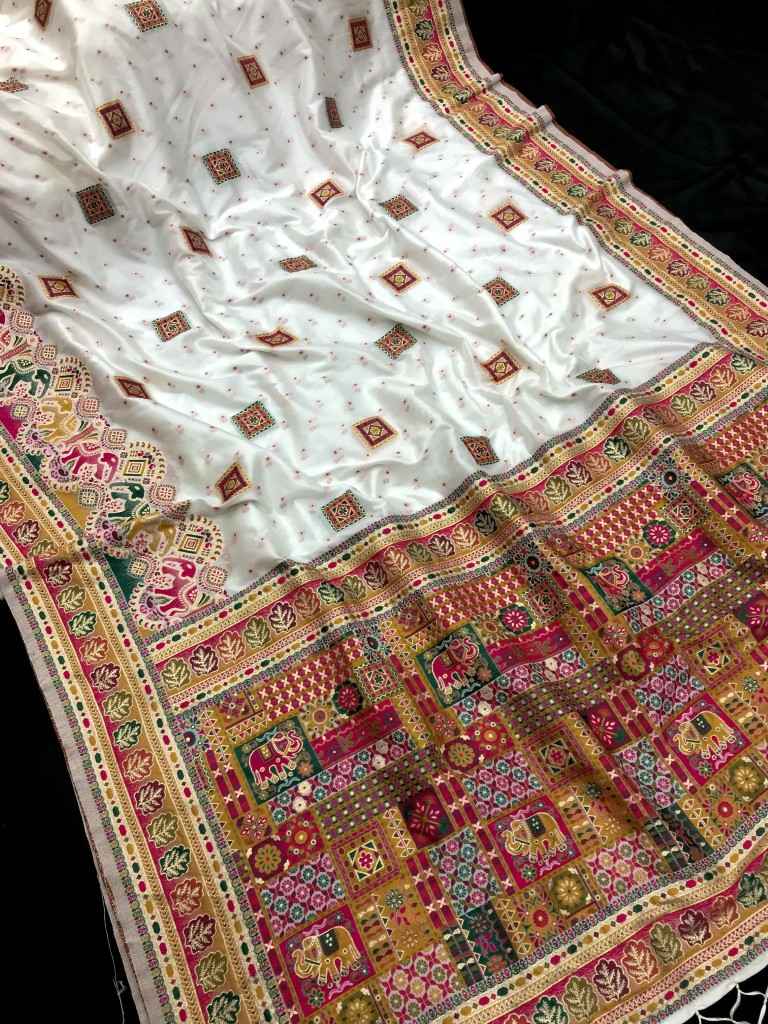 PURE & SOFT RAJWADI PASHMINA SILK WEAVING SAREE AT WHOLESALE PRICE