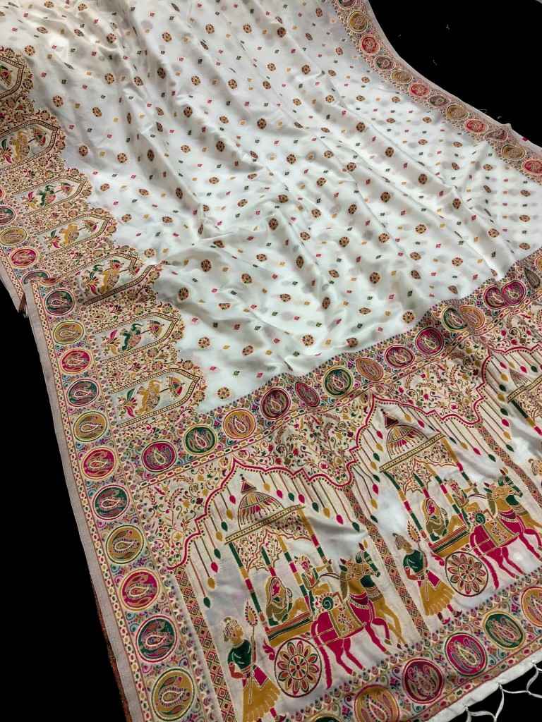 PURE & SOFT RAJWADI PASHMINA SILK WEAVING SAREE AT WHOLESALE PRICE