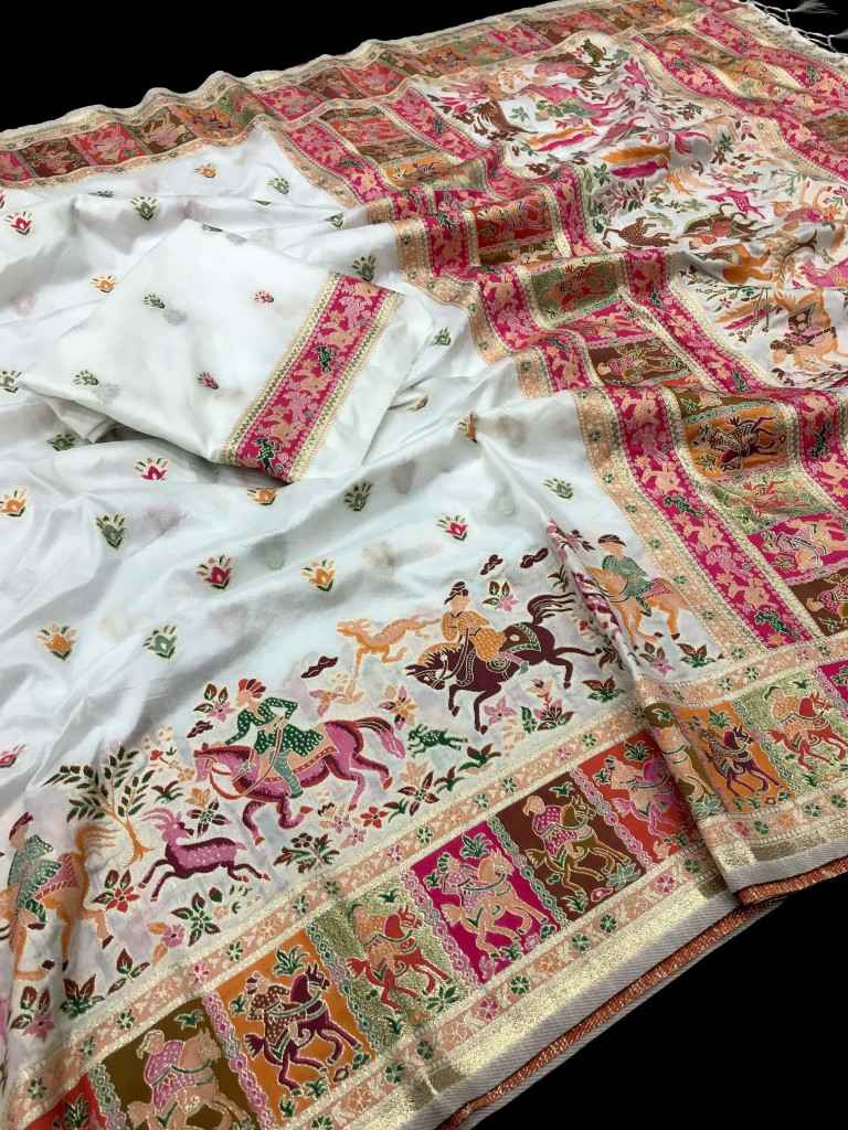 PURE & SOFT RAJWADI PASHMINA SILK WEAVING SAREE AT WHOLESALE PRICE