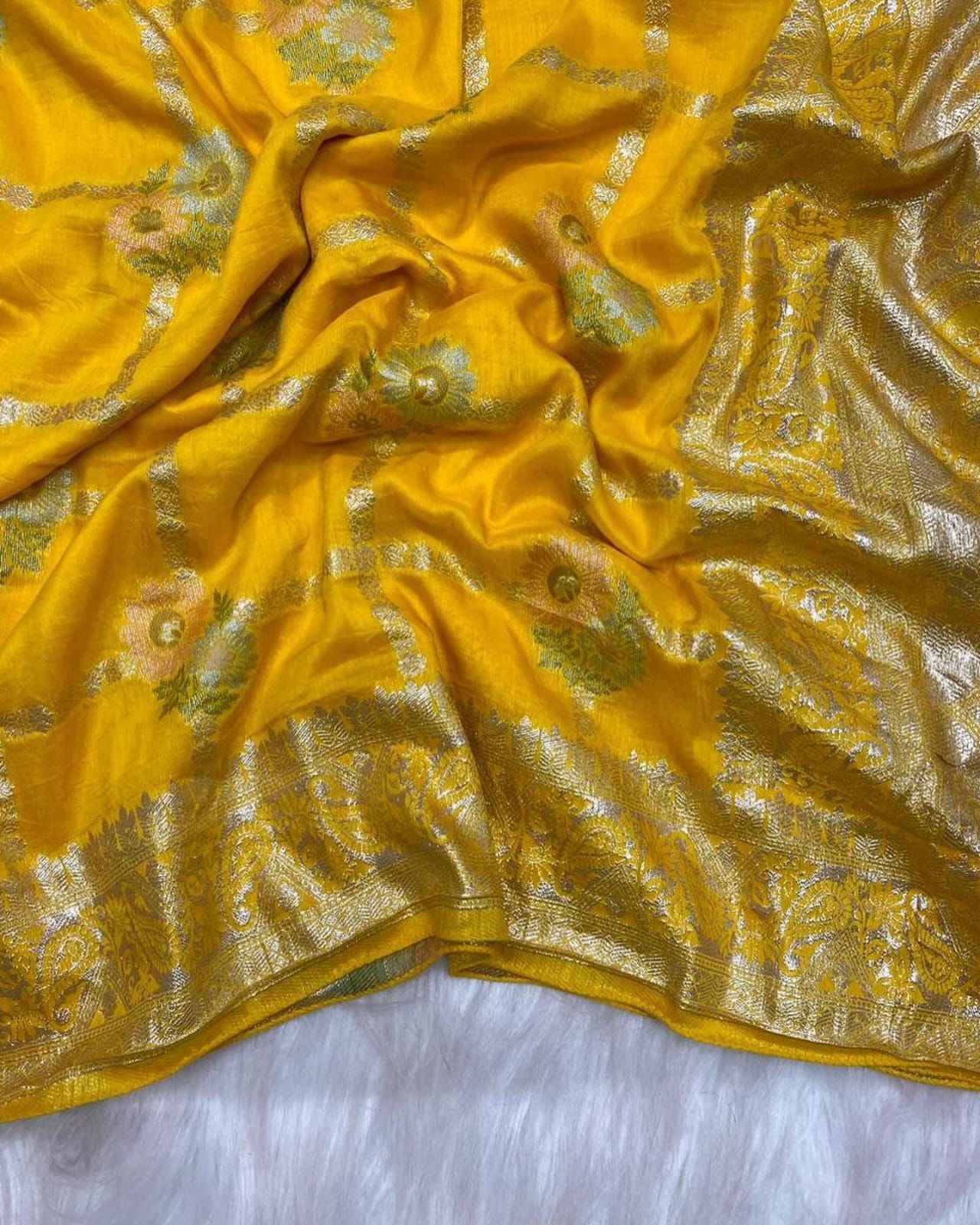 PURE SOFT RUSSIAN SILK ZARI AND MEENAKARI WEAVING SAREE AT WHOLESALE PRICE