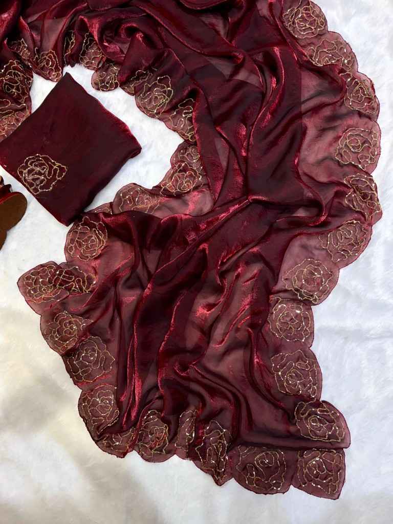 PURE SPACE SILK BEAUTIFUL KATDANA HANDWORK SAREE AT WHOLESALE PRICE