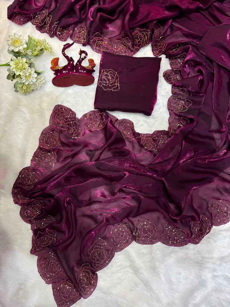 PURE SPACE SILK BEAUTIFUL KATDANA HANDWORK SAREE AT WHOLESALE PRICE