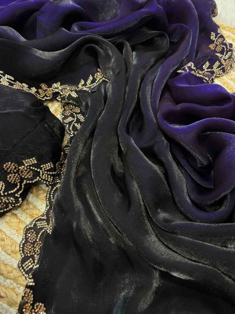 PURE SPACE SILK SHADED DIAMOND JARKHAN WORK SAREE AT WHOLESALE PRICE