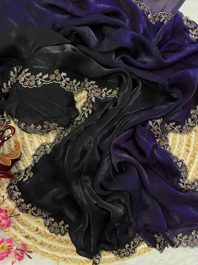 PURE SPACE SILK SHADED DIAMOND JARKHAN WORK SAREE AT WHOLESALE PRICE