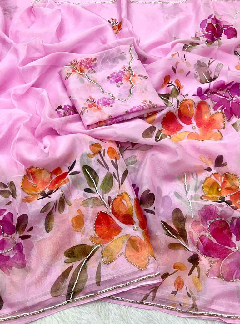 PURE TEBBY SILK DIGITAL PRINT HANDWORK SAREE AT WHOLESALE PRICE