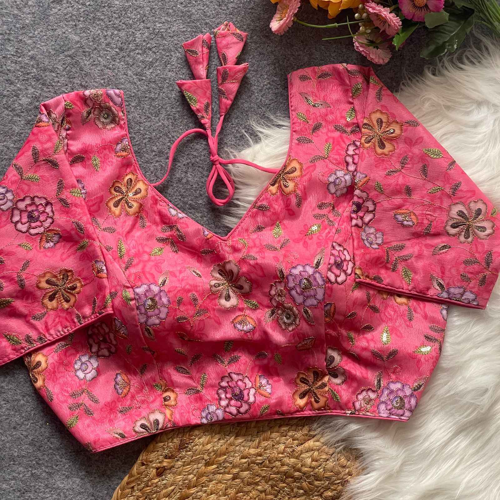 PURE TISSUE POSITION PRINTED BLOUSE AT WHOLESALE PRICE