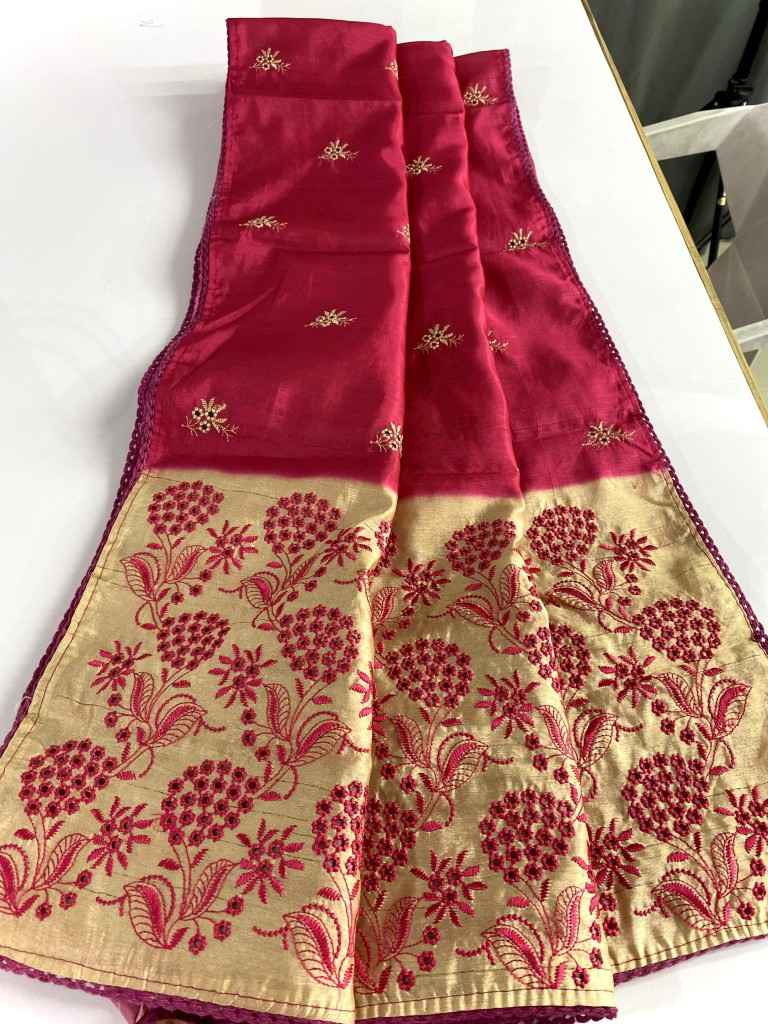 PURE TUSSAR DIGITAL PRINT WITH EMBROIDERY SAREE AT WHOLESALE PRICE