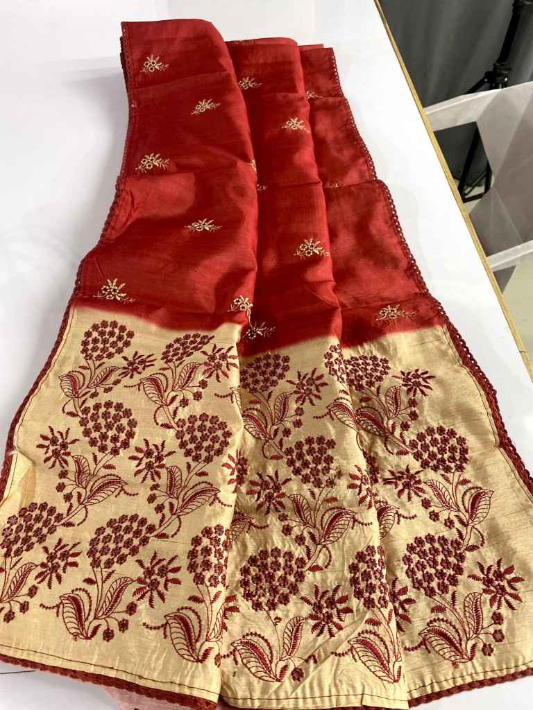 PURE TUSSAR DIGITAL PRINT WITH EMBROIDERY SAREE AT WHOLESALE PRICE