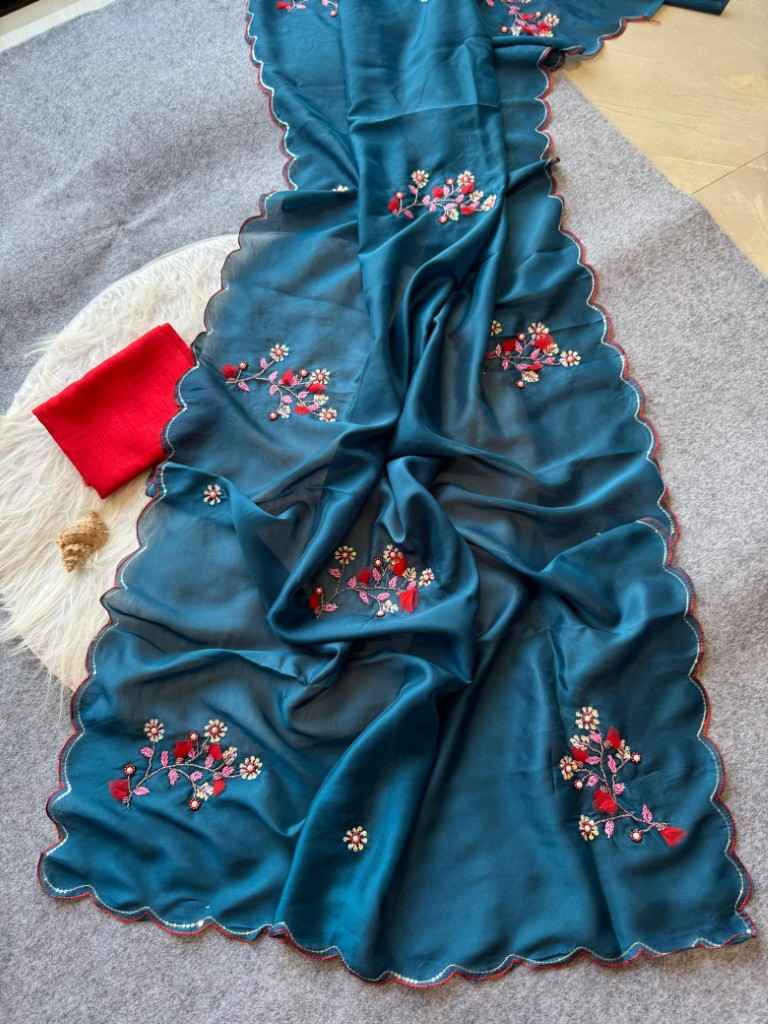 PURE TUSSAR SILK HANDWORK BUTTA AND SEQUINS BORDER SAREE AT WHOLESALE PRICE