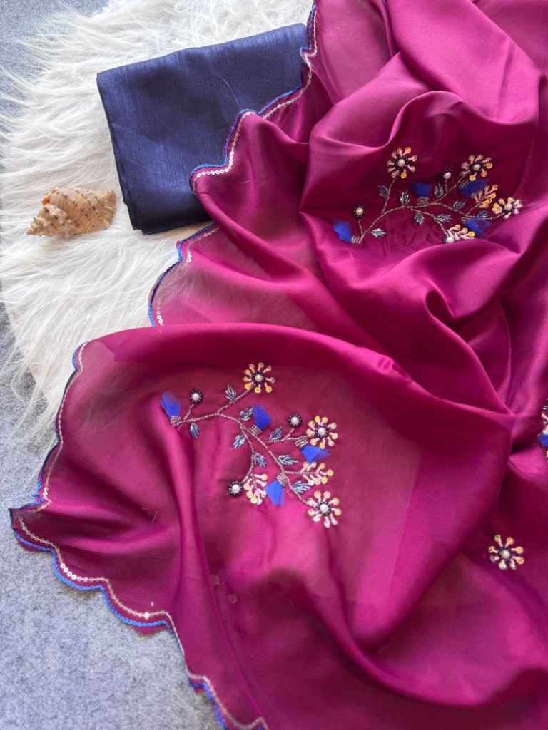 PURE TUSSAR SILK HANDWORK BUTTA AND SEQUINS BORDER SAREE AT WHOLESALE PRICE