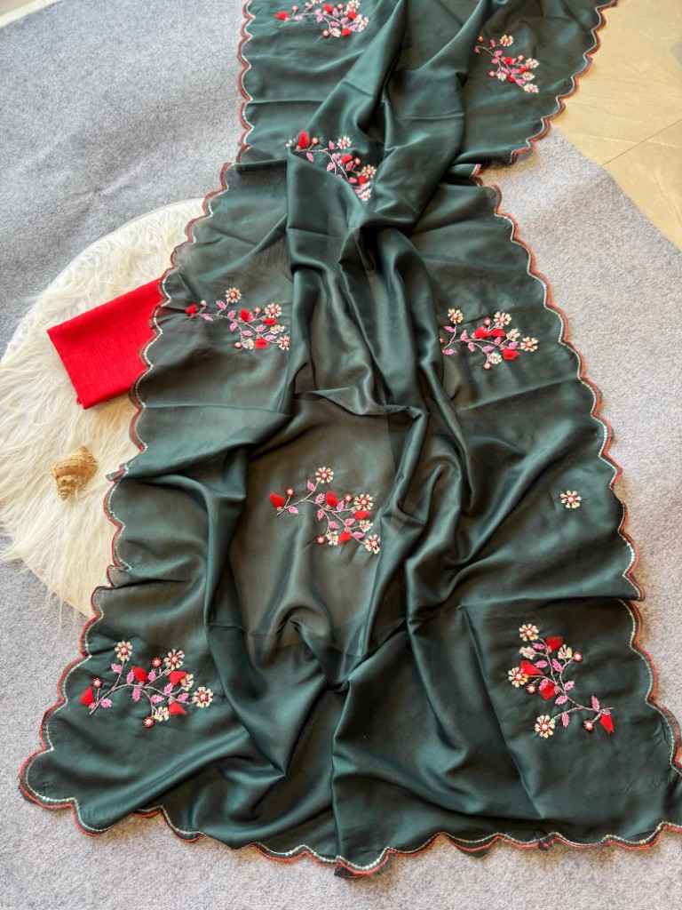 PURE TUSSAR SILK HANDWORK BUTTA AND SEQUINS BORDER SAREE AT WHOLESALE PRICE