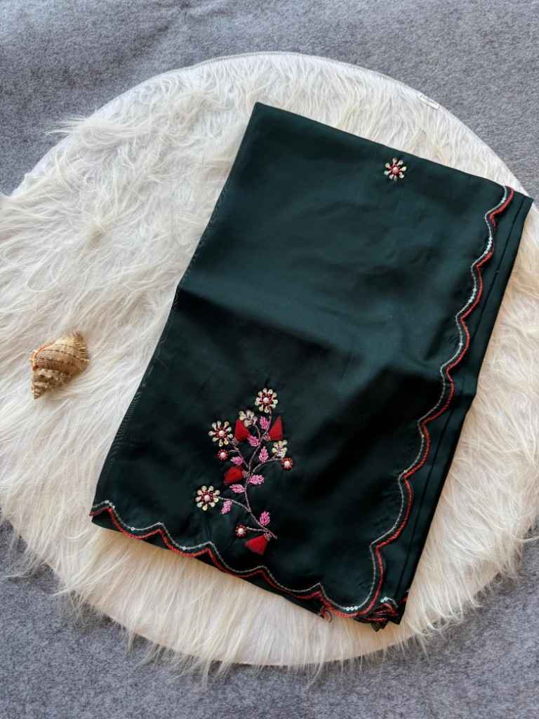 PURE TUSSAR SILK HANDWORK BUTTA AND SEQUINS BORDER SAREE AT WHOLESALE PRICE