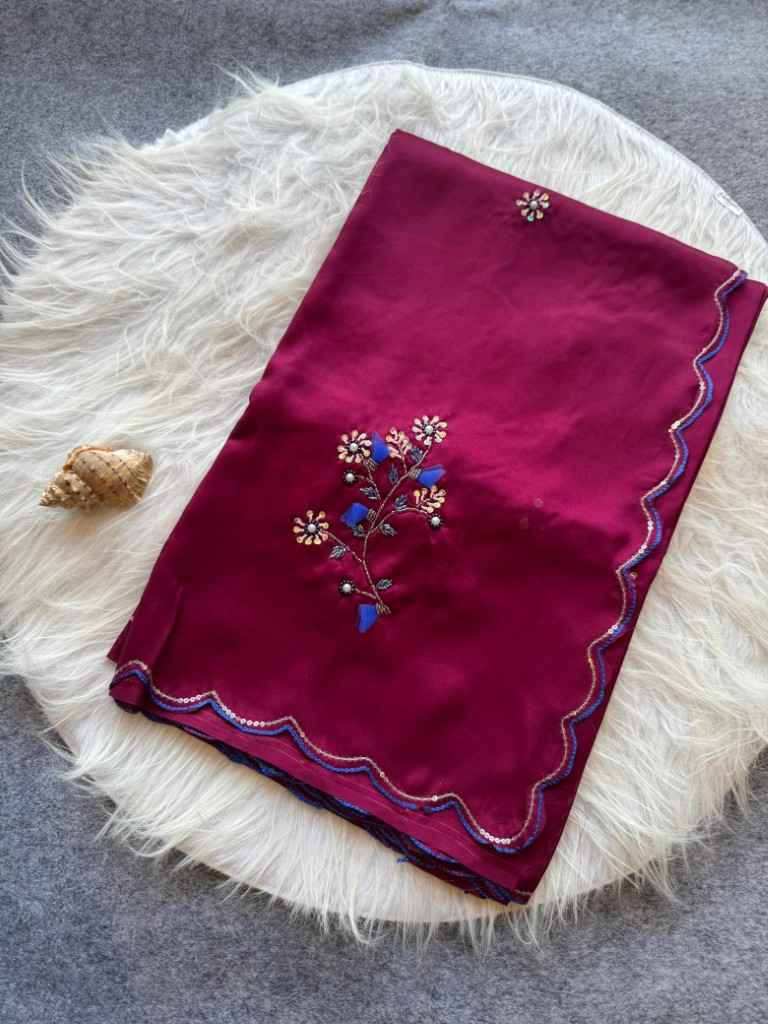 PURE TUSSAR SILK HANDWORK BUTTA AND SEQUINS BORDER SAREE AT WHOLESALE PRICE