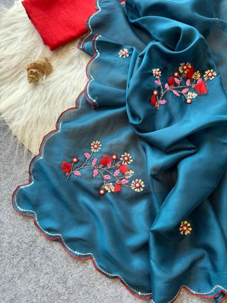 PURE TUSSAR SILK HANDWORK BUTTA AND SEQUINS BORDER SAREE AT WHOLESALE PRICE