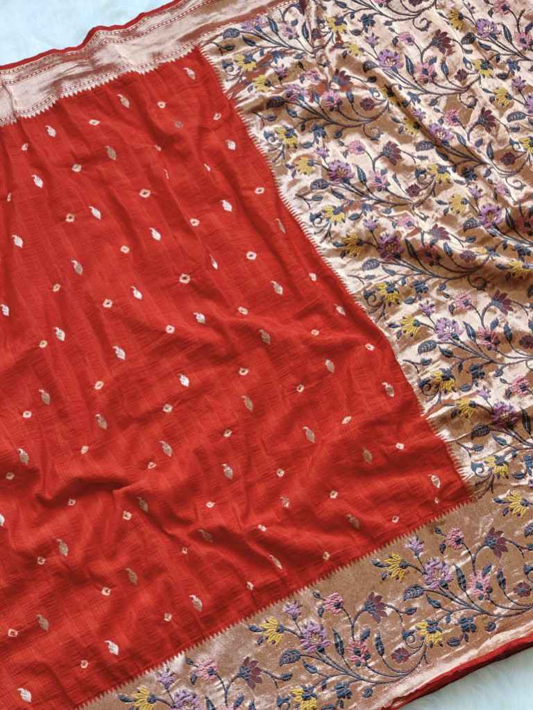 PURE VISCOSE RAW SILK WITH BANDHEJ PRINTED SAREE AT WHOLESALE PRICE