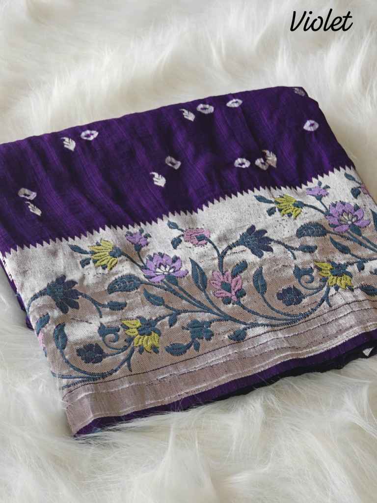 PURE VISCOSE RAW SILK WITH BANDHEJ PRINTED SAREE AT WHOLESALE PRICE