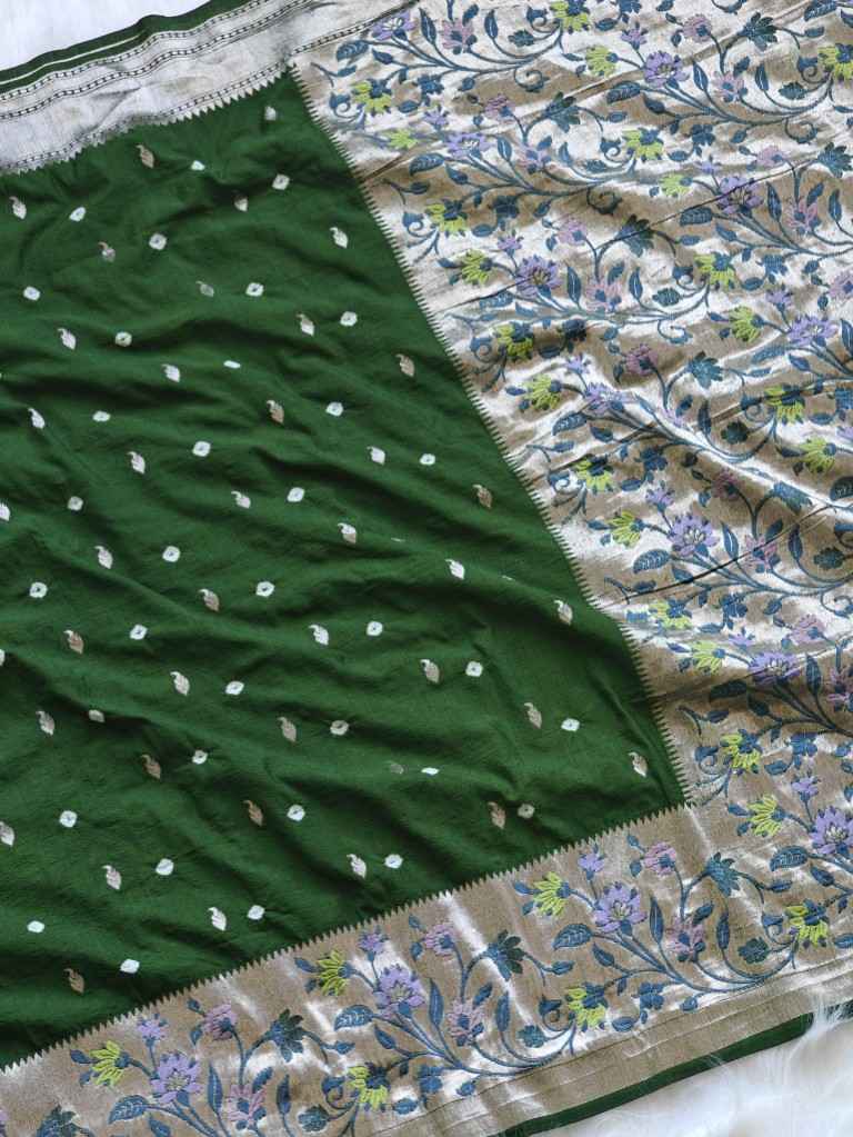 PURE VISCOSE RAW SILK WITH BANDHEJ PRINTED SAREE AT WHOLESALE PRICE