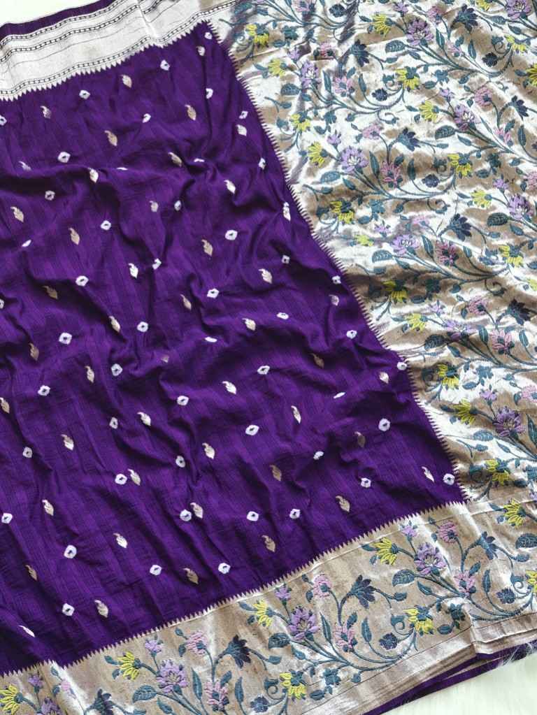 PURE VISCOSE RAW SILK WITH BANDHEJ PRINTED SAREE AT WHOLESALE PRICE