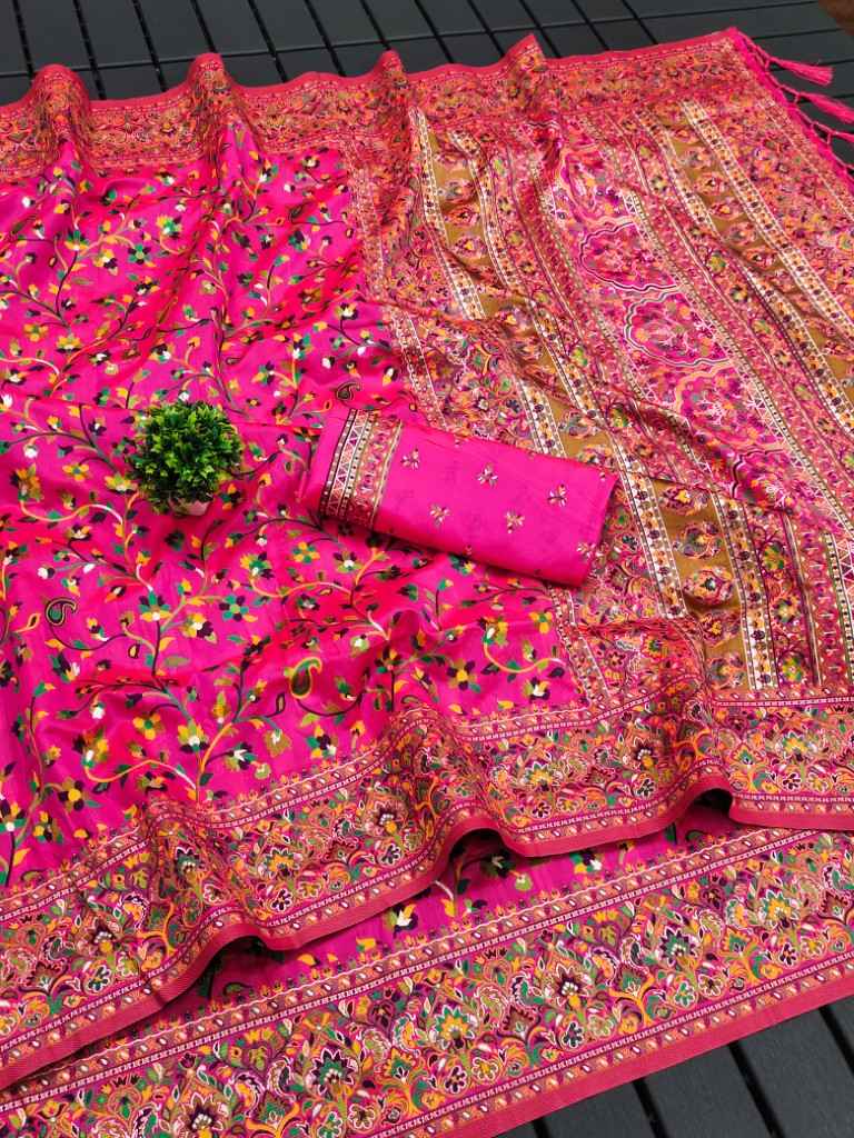 RAJA MOULI - 4 PURE KASHMIRI PASHMINA SILK WEAVING SAREE AT WHOLESALE PRICE