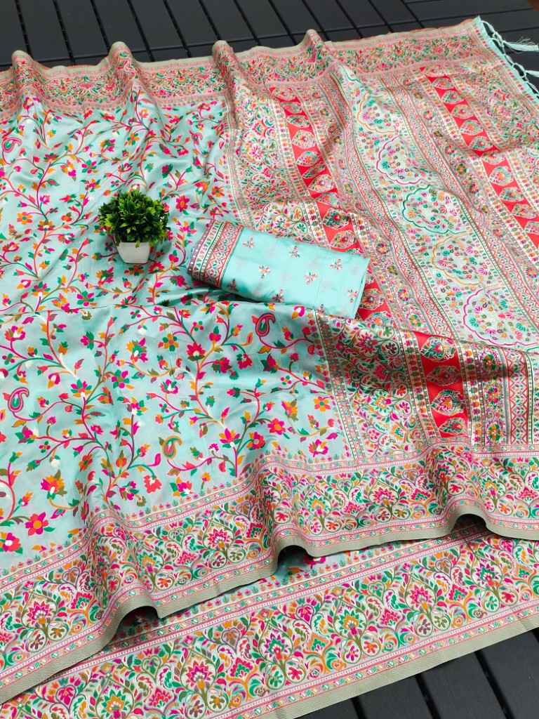 RAJA MOULI - 4 PURE KASHMIRI PASHMINA SILK WEAVING SAREE AT WHOLESALE PRICE