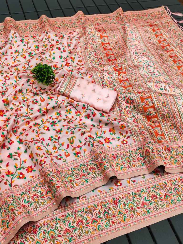 RAJA MOULI - 4 PURE KASHMIRI PASHMINA SILK WEAVING SAREE AT WHOLESALE PRICE